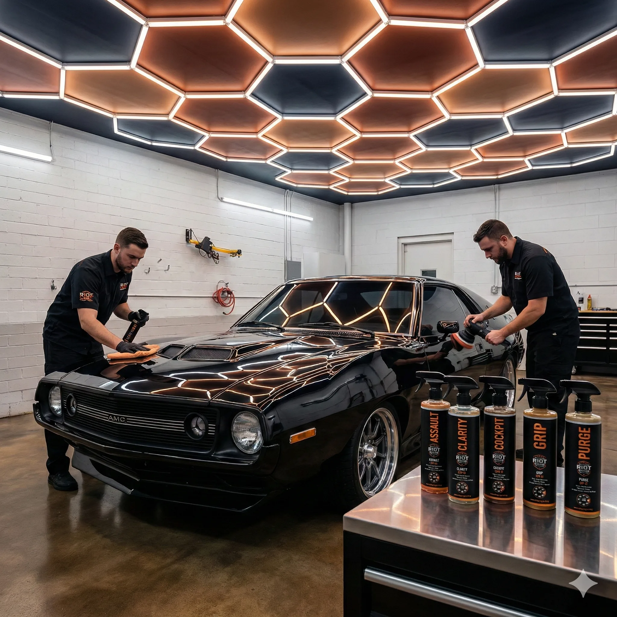 Riot Garage team polishing AMX
