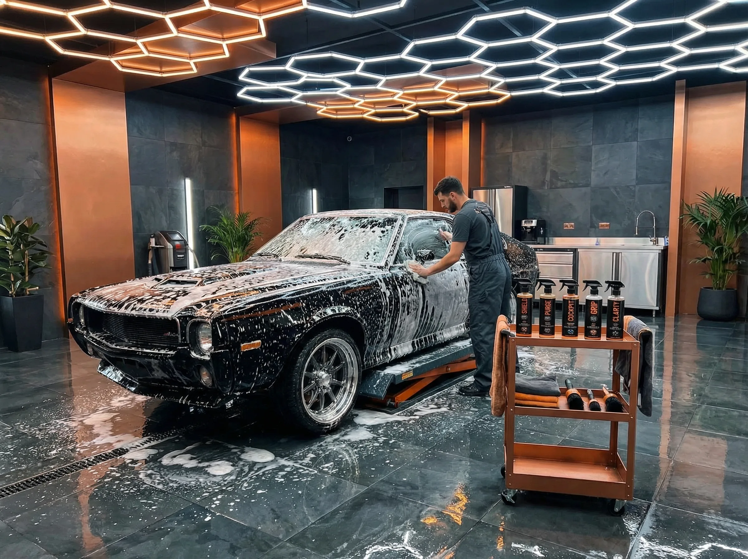 Foam wash in progress